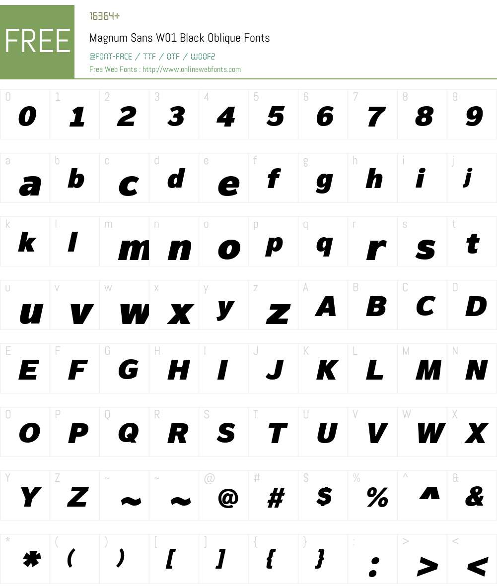 MagnumSansW01-BlackOblique Font Screenshots