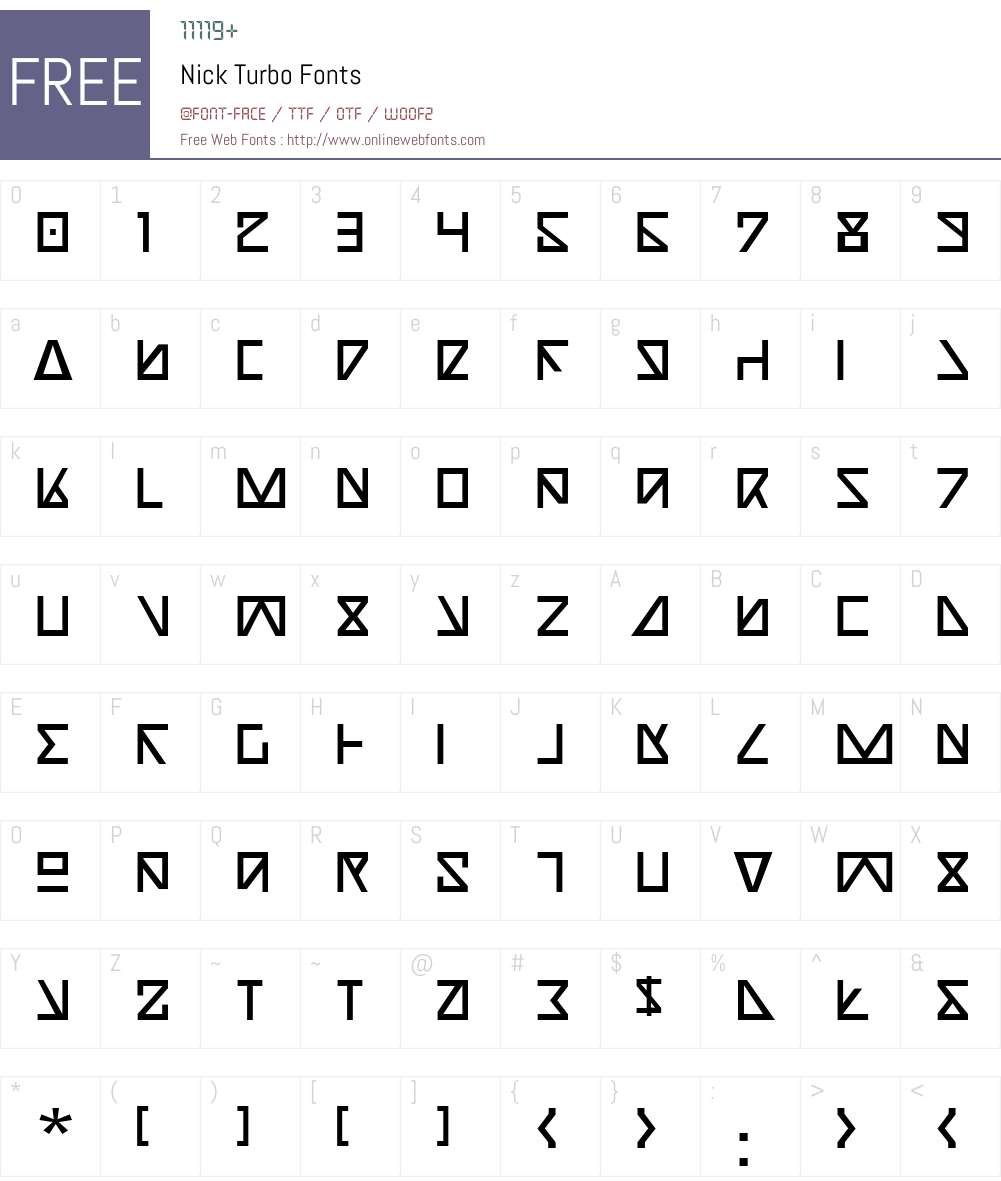 Nick Turbo Font Screenshots