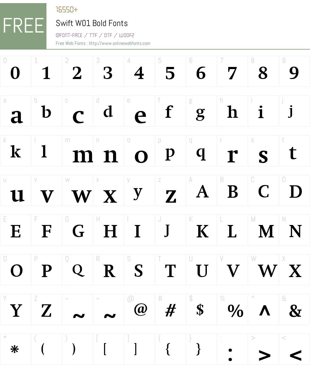SwiftW01-Bold Font Screenshots