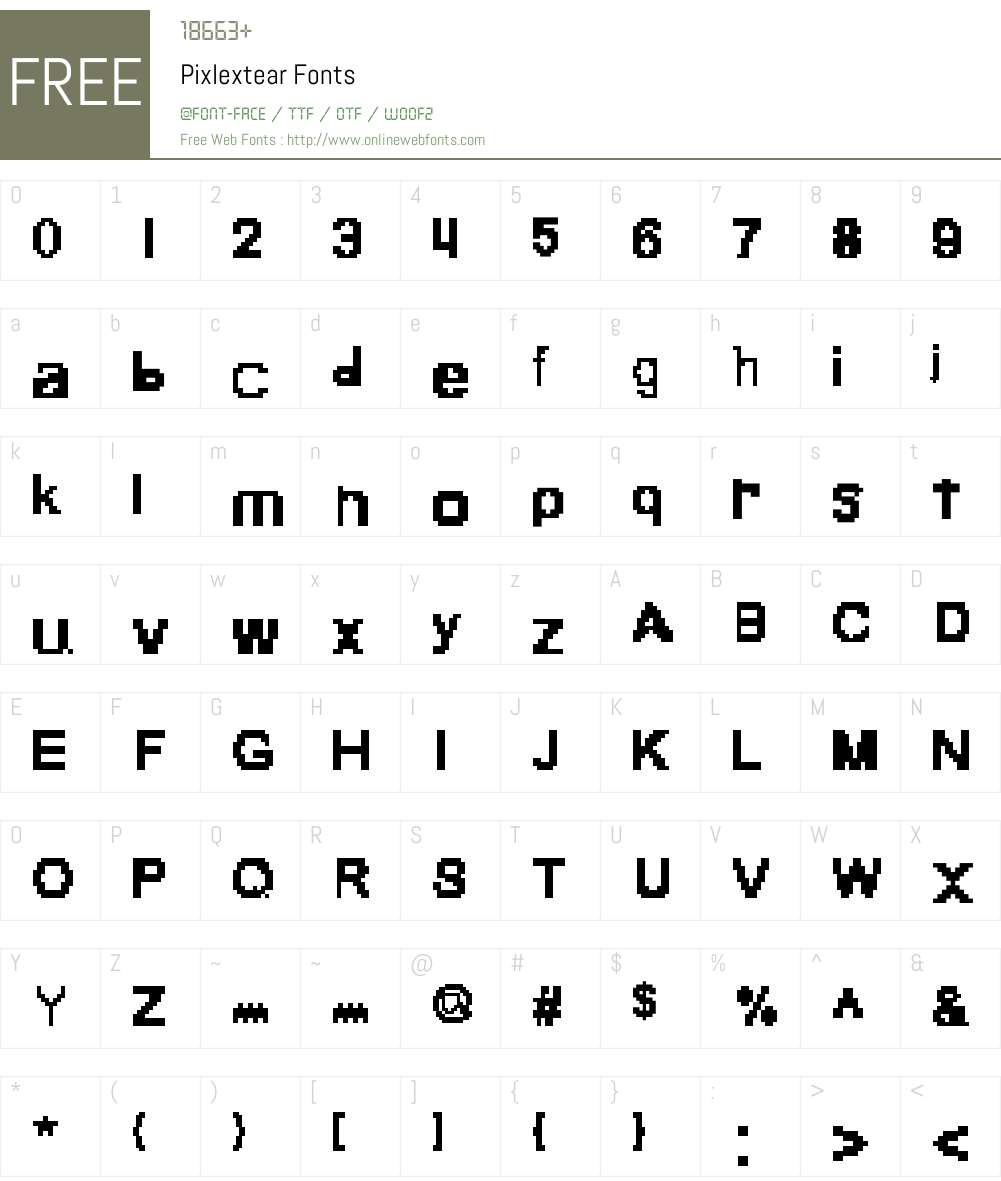 Pixlextear Font Screenshots