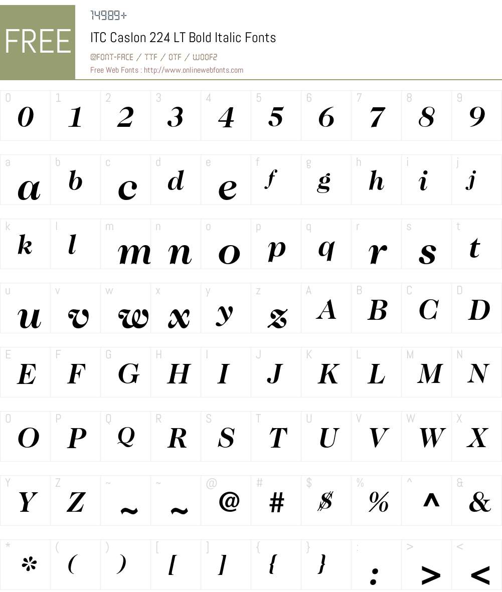 ITC Caslon 224 LT Font Screenshots