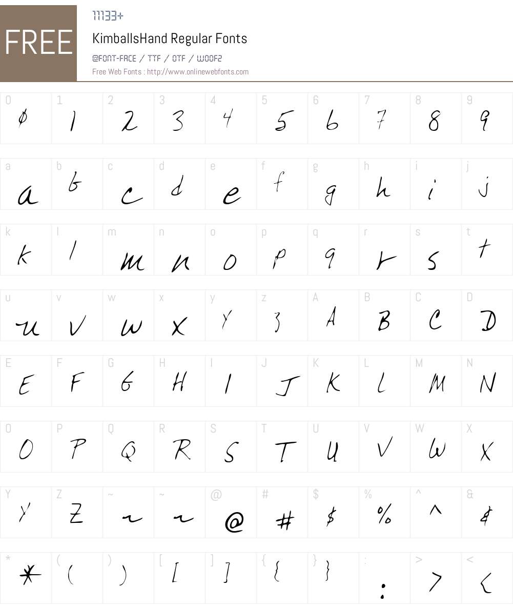 KimballsHand Font Screenshots