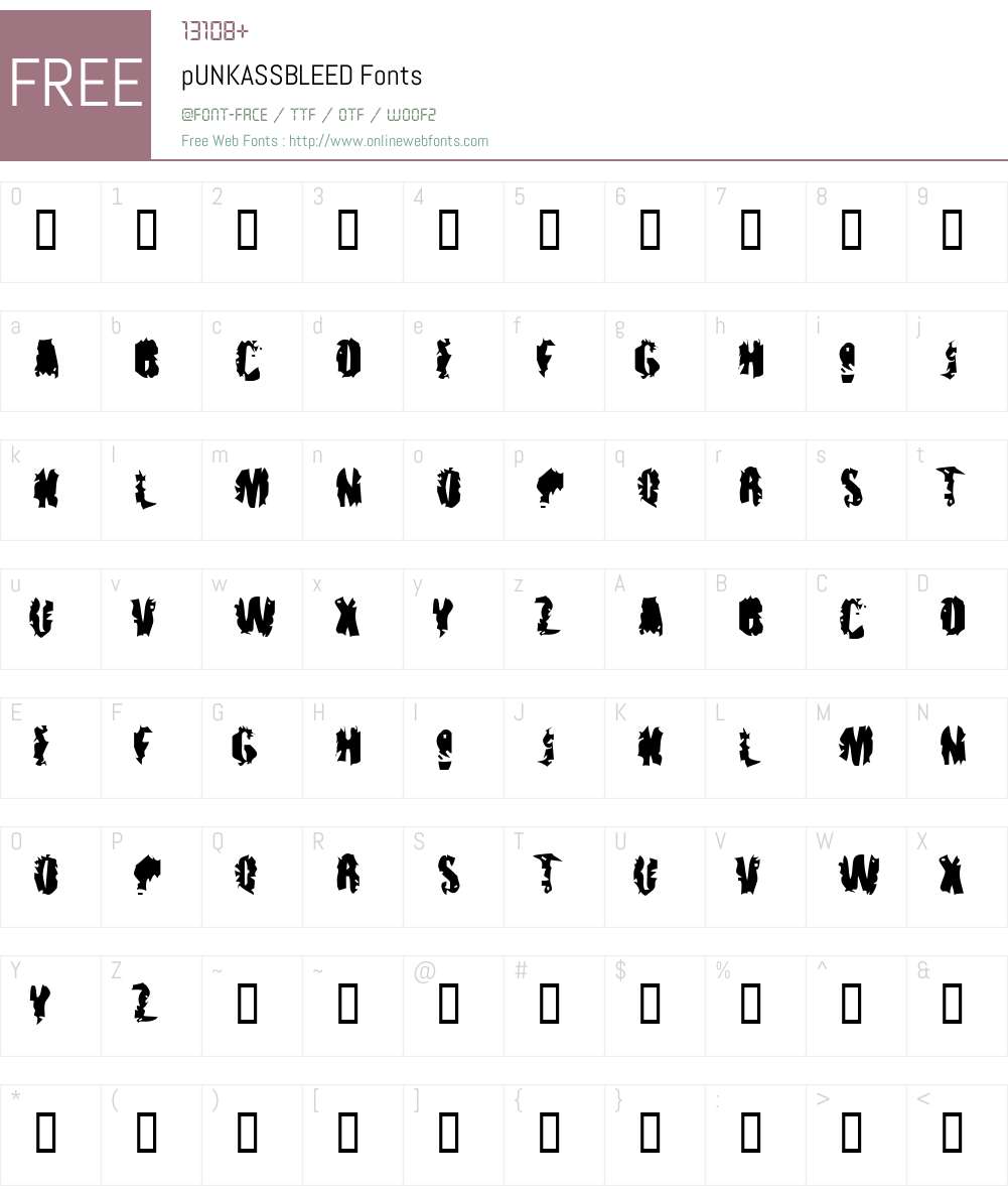 pUNKASSBLEED Font Screenshots