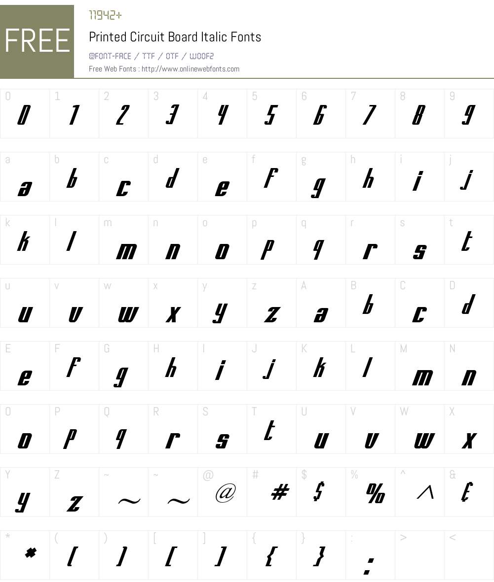 Printed Circuit Board Font Screenshots