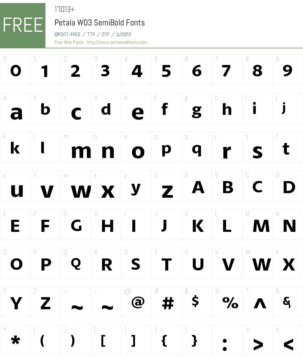 Petala Pro Font Screenshots