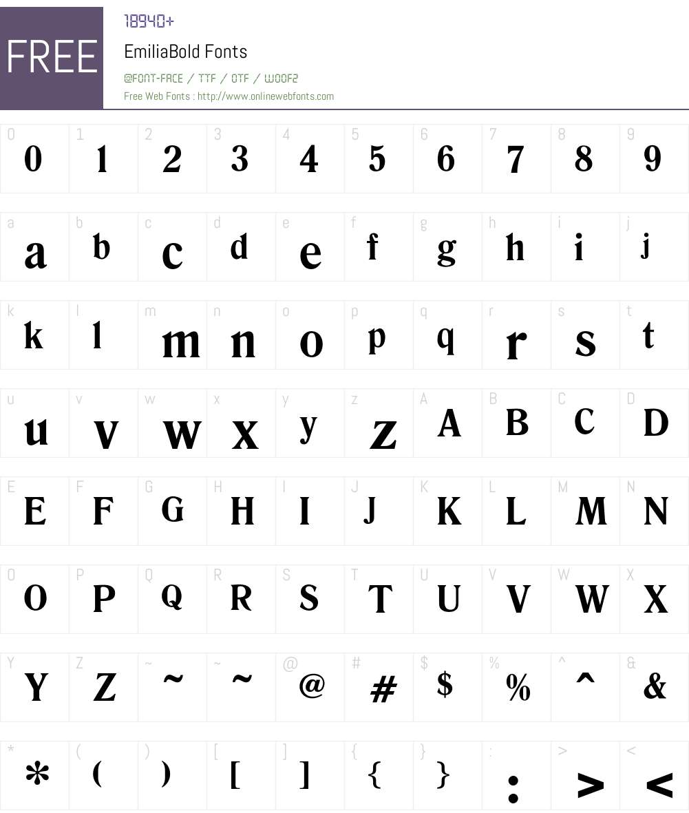 EmiliaBold Font Screenshots