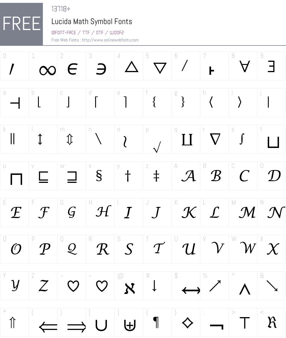 Lucida Math Font Screenshots