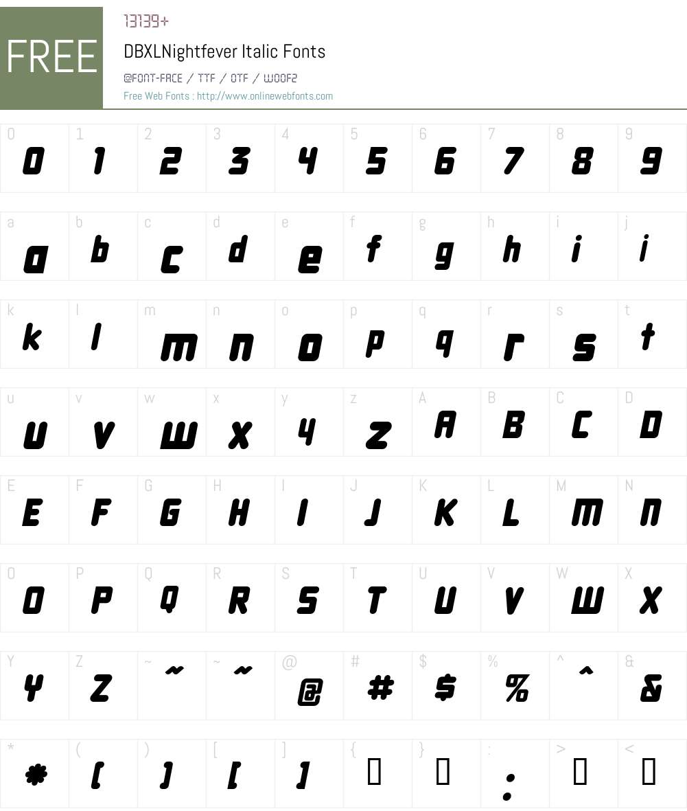 DBXLNightfever Font Screenshots