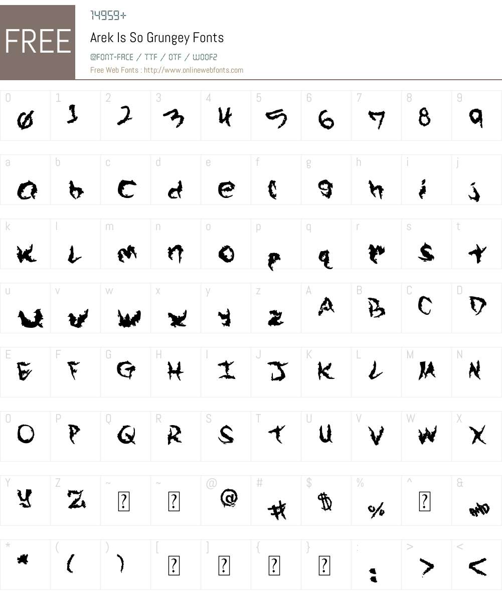Arek Is So Grungey Font Screenshots