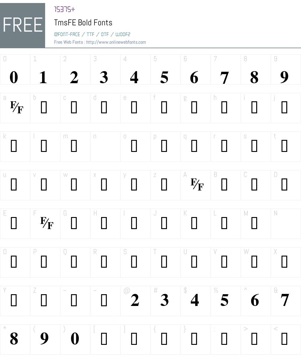 TmsFE Font Screenshots