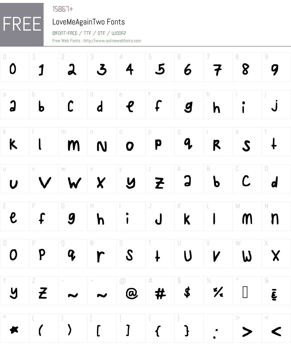 LoveMeAgainTwo Font Screenshots
