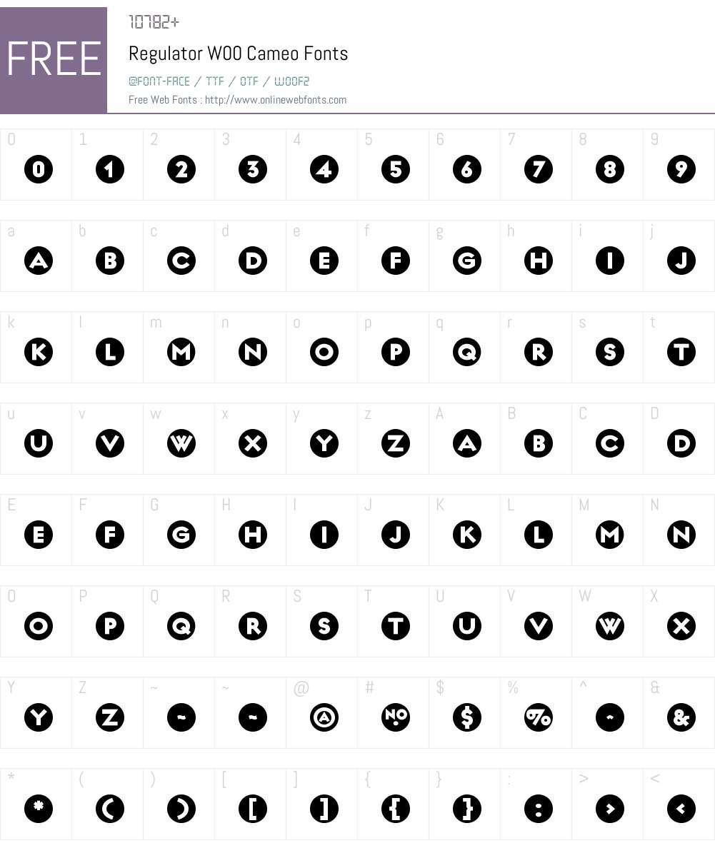 RegulatorW00-Cameo Font Screenshots