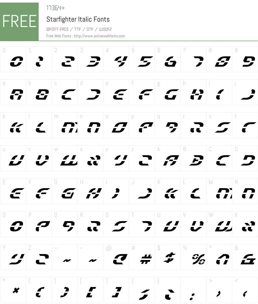 Starfighter Italic Font Screenshots