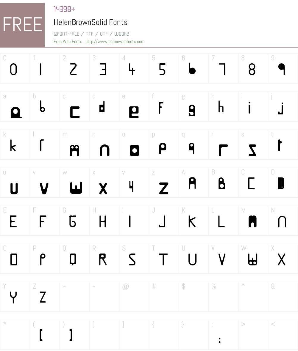 HelenBrownSolid Font Screenshots