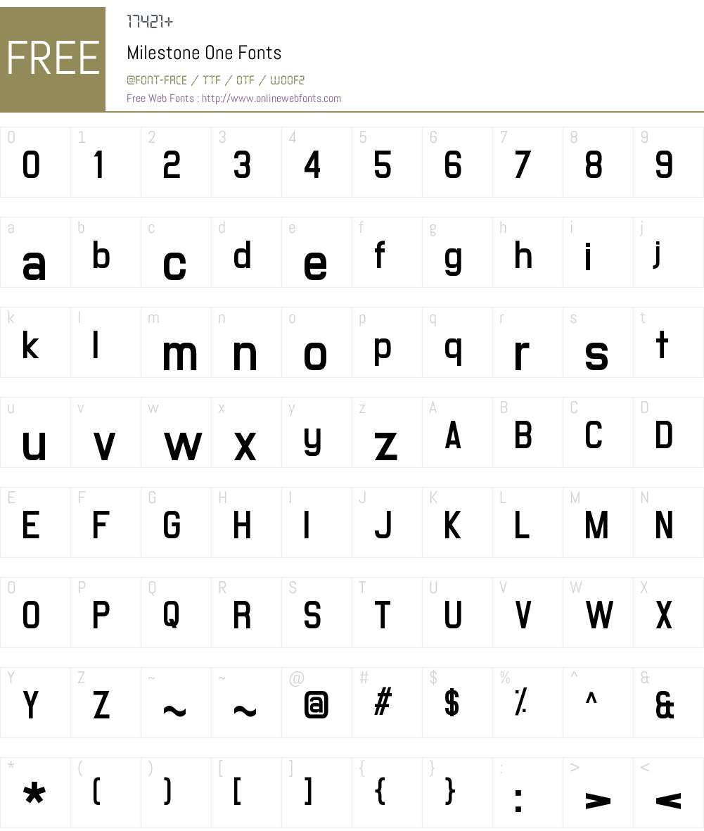 Milestone One Font Screenshots