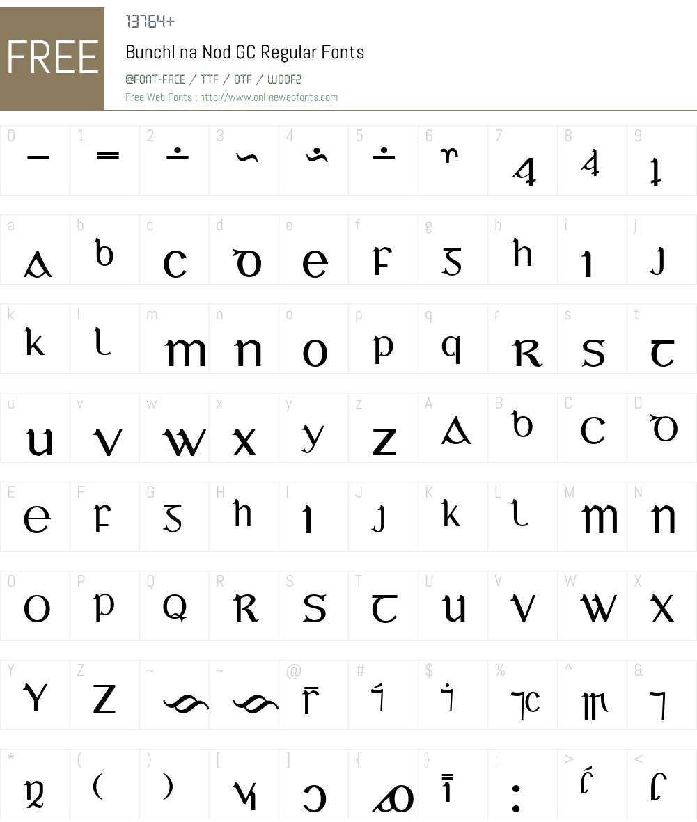 Celtic (Bunchl na Nod GC) Font Screenshots