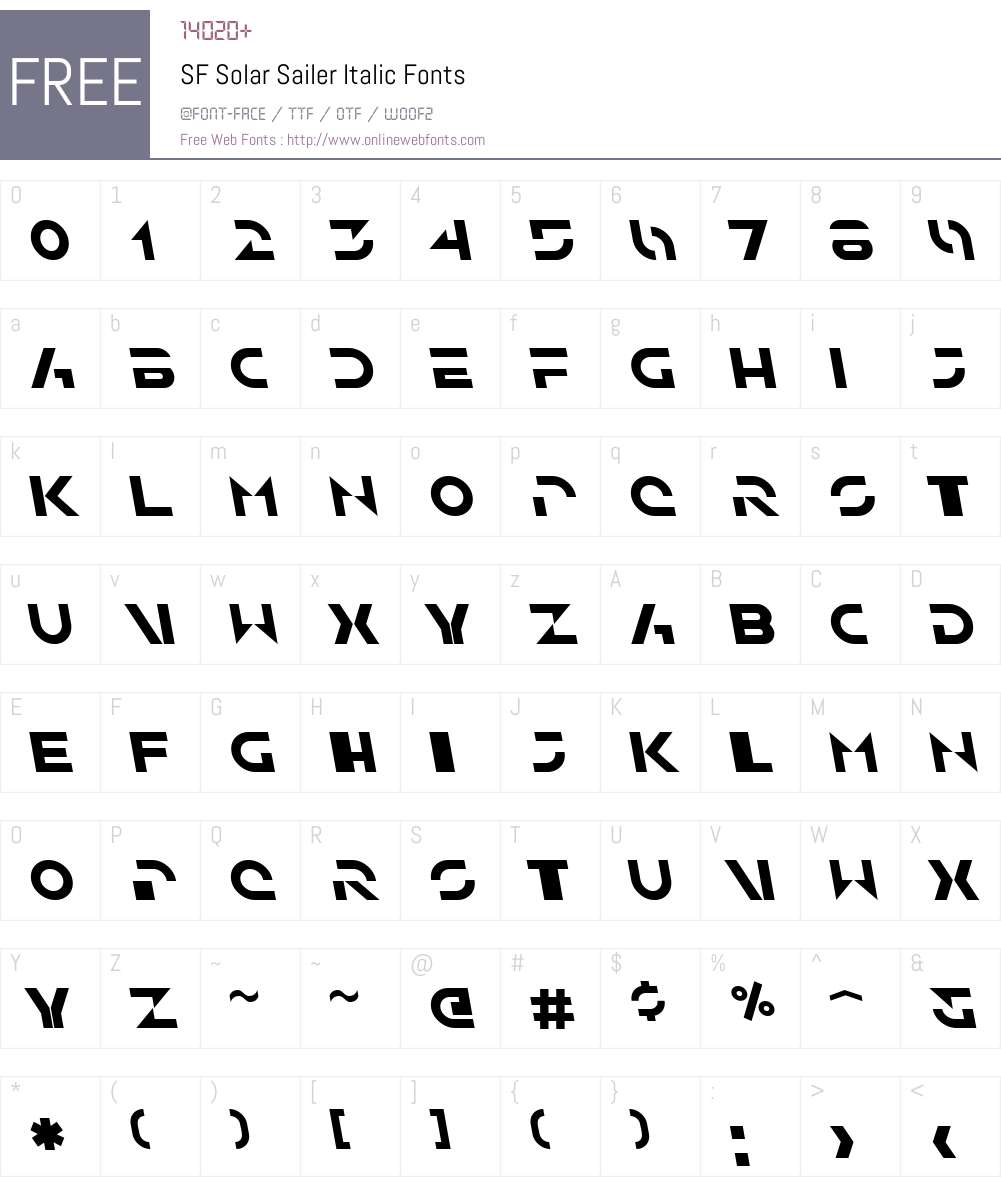 SF Solar Sailer Font Screenshots