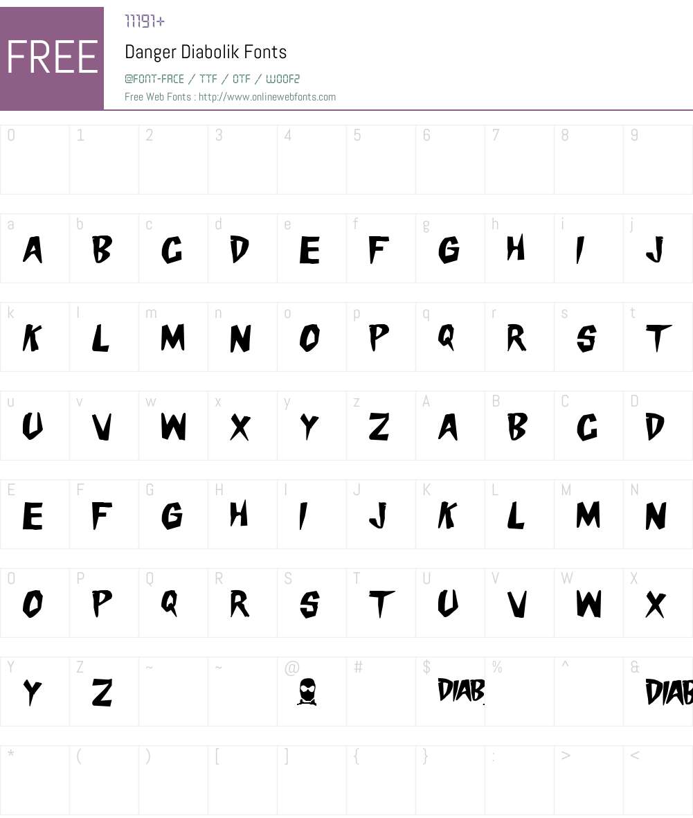 Danger Diabolik Font Screenshots
