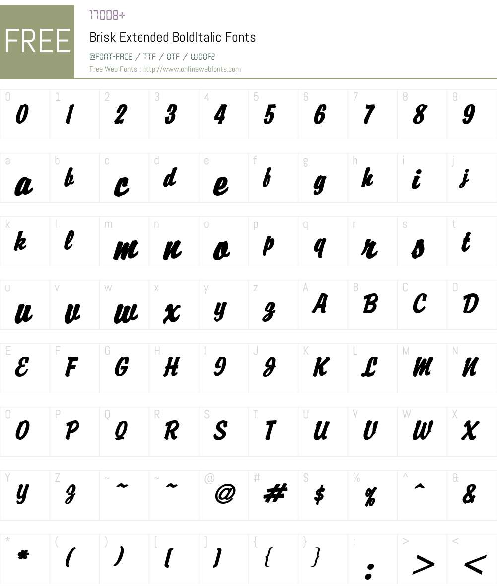 Brisk Extended Font Screenshots