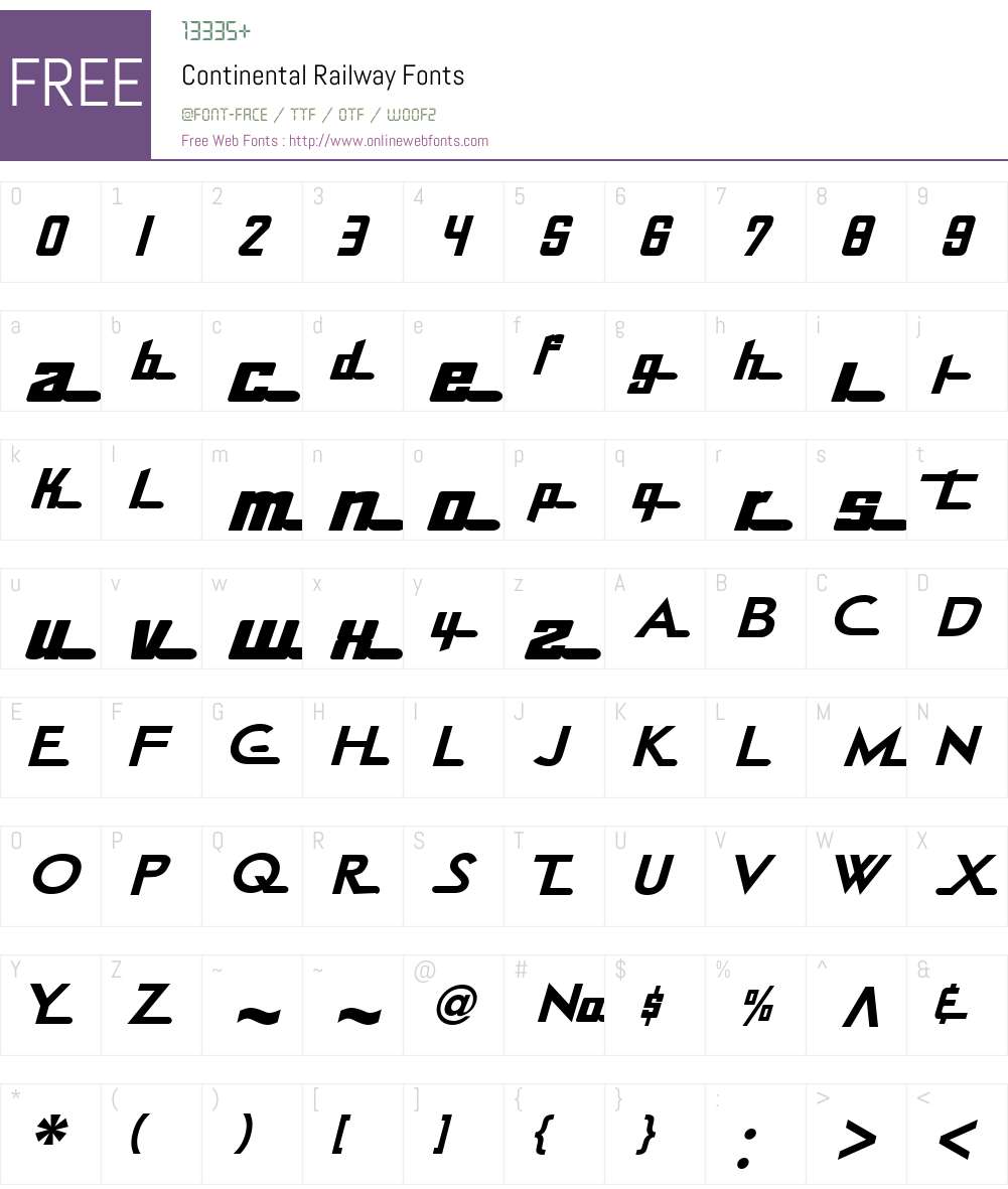 Continental Railway Font Screenshots