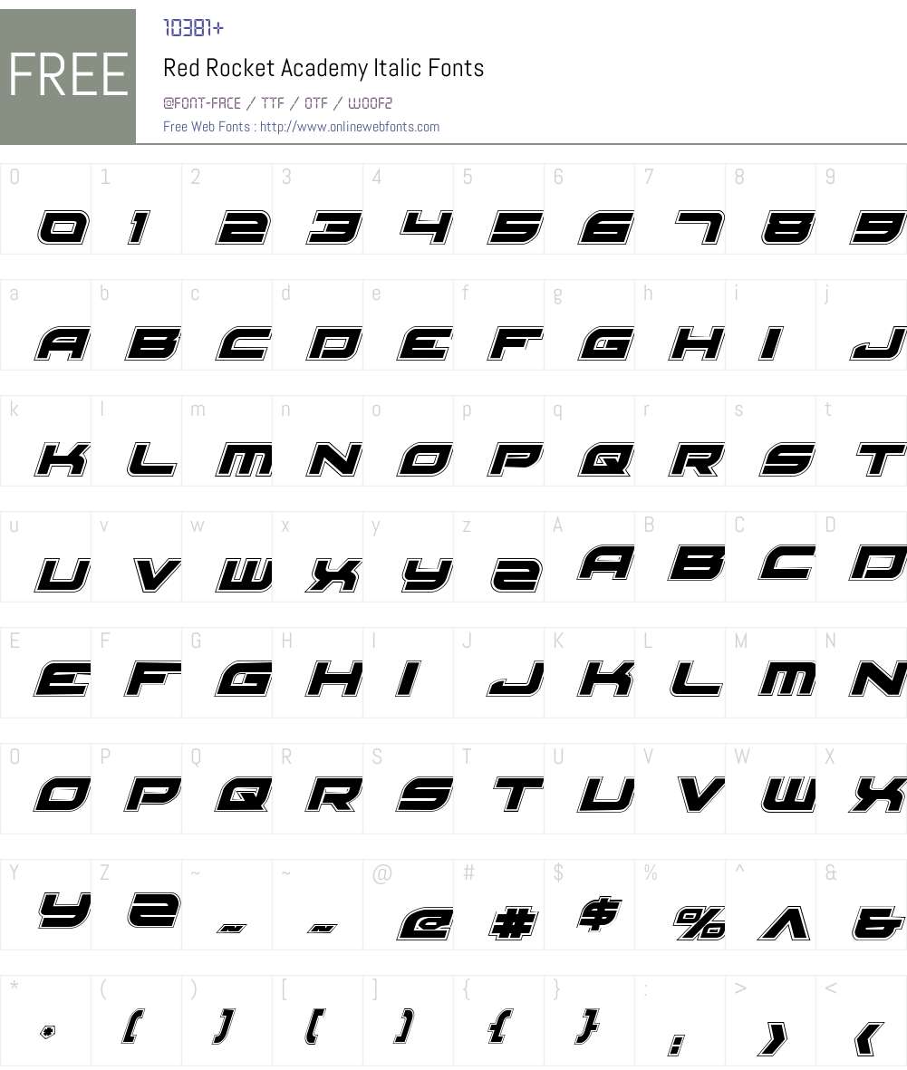 Red Rocket Academy Italic Font Screenshots