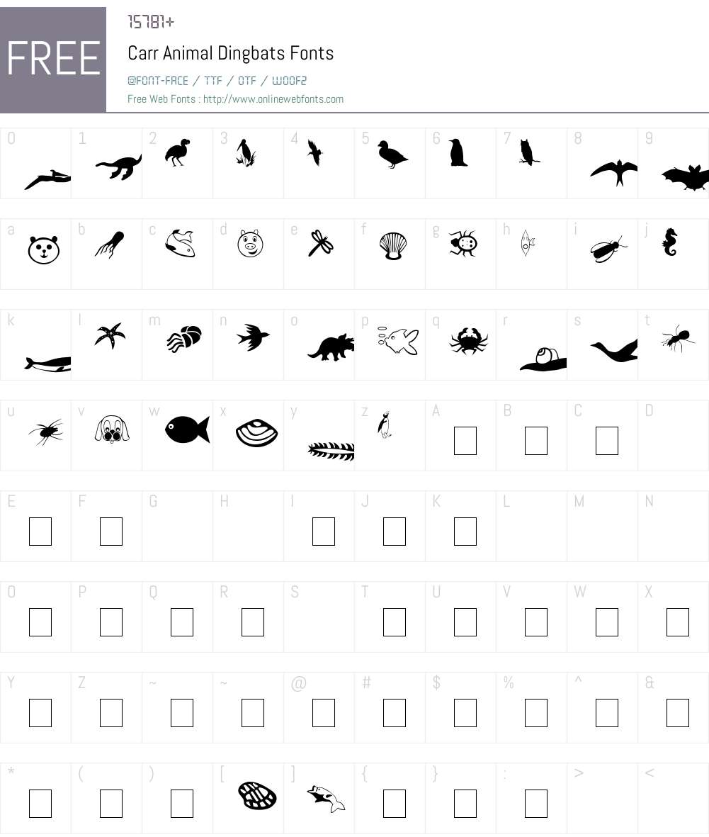 Carr Animal Dingbats Font Screenshots