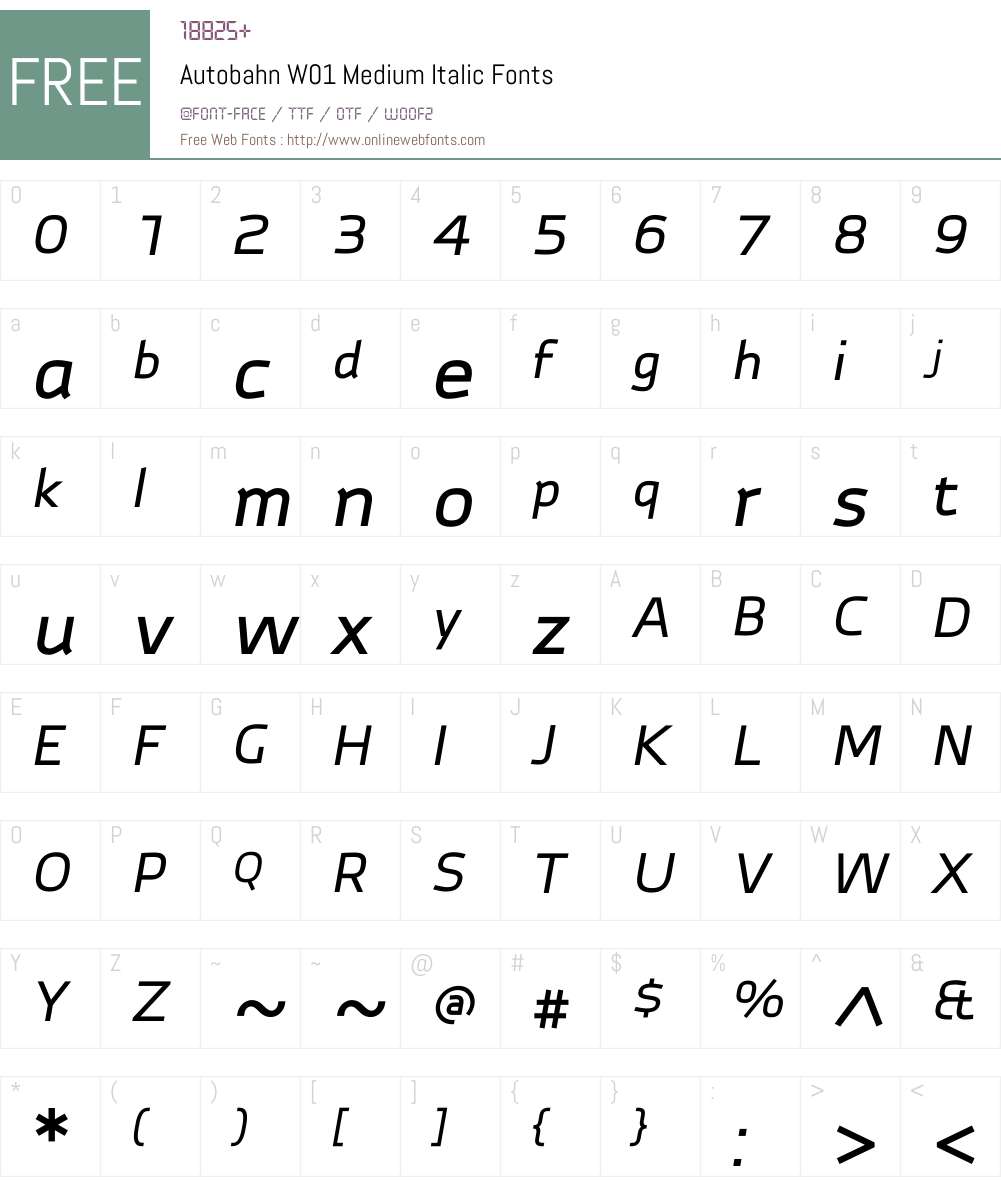 AutobahnW01-MediumItalic Font Screenshots