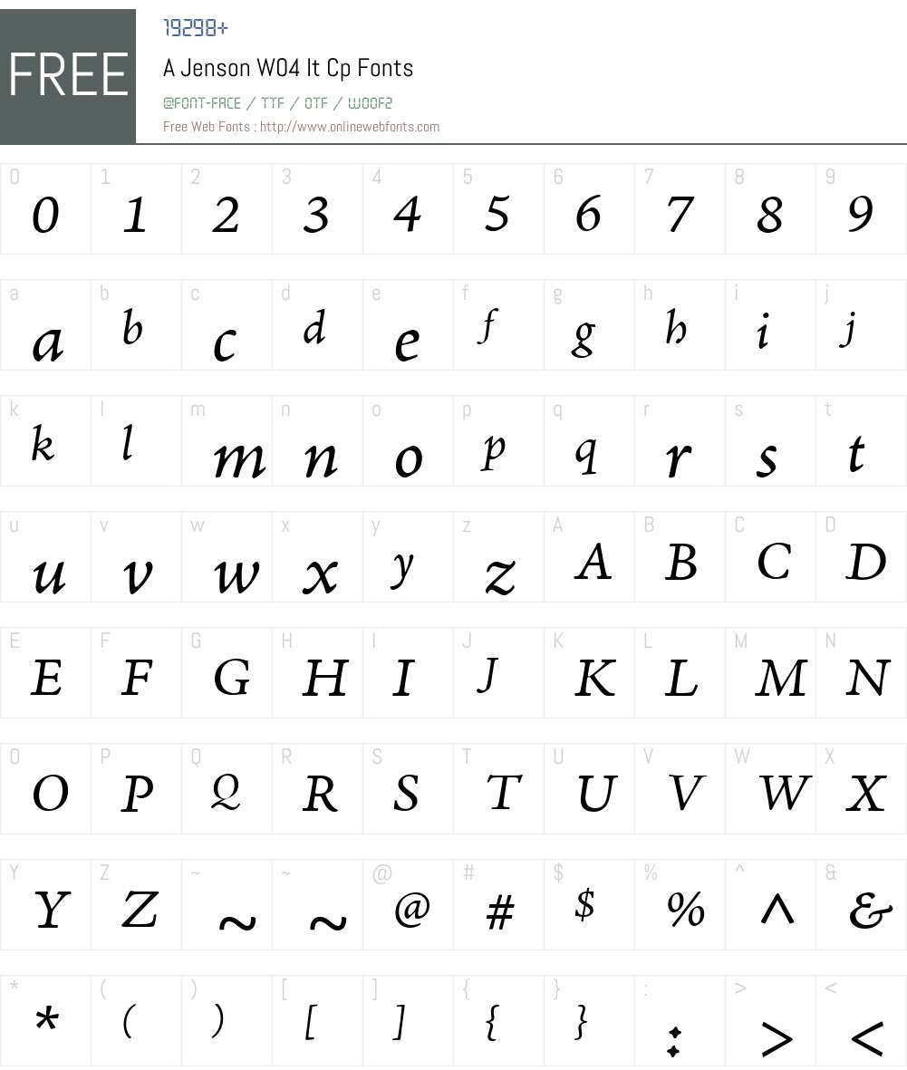 AJensonW04-ItCp Font Screenshots