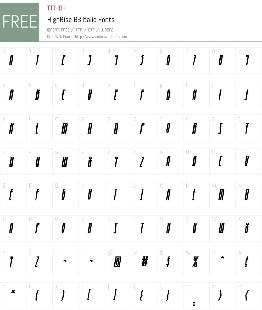 HighRise BB Font Screenshots