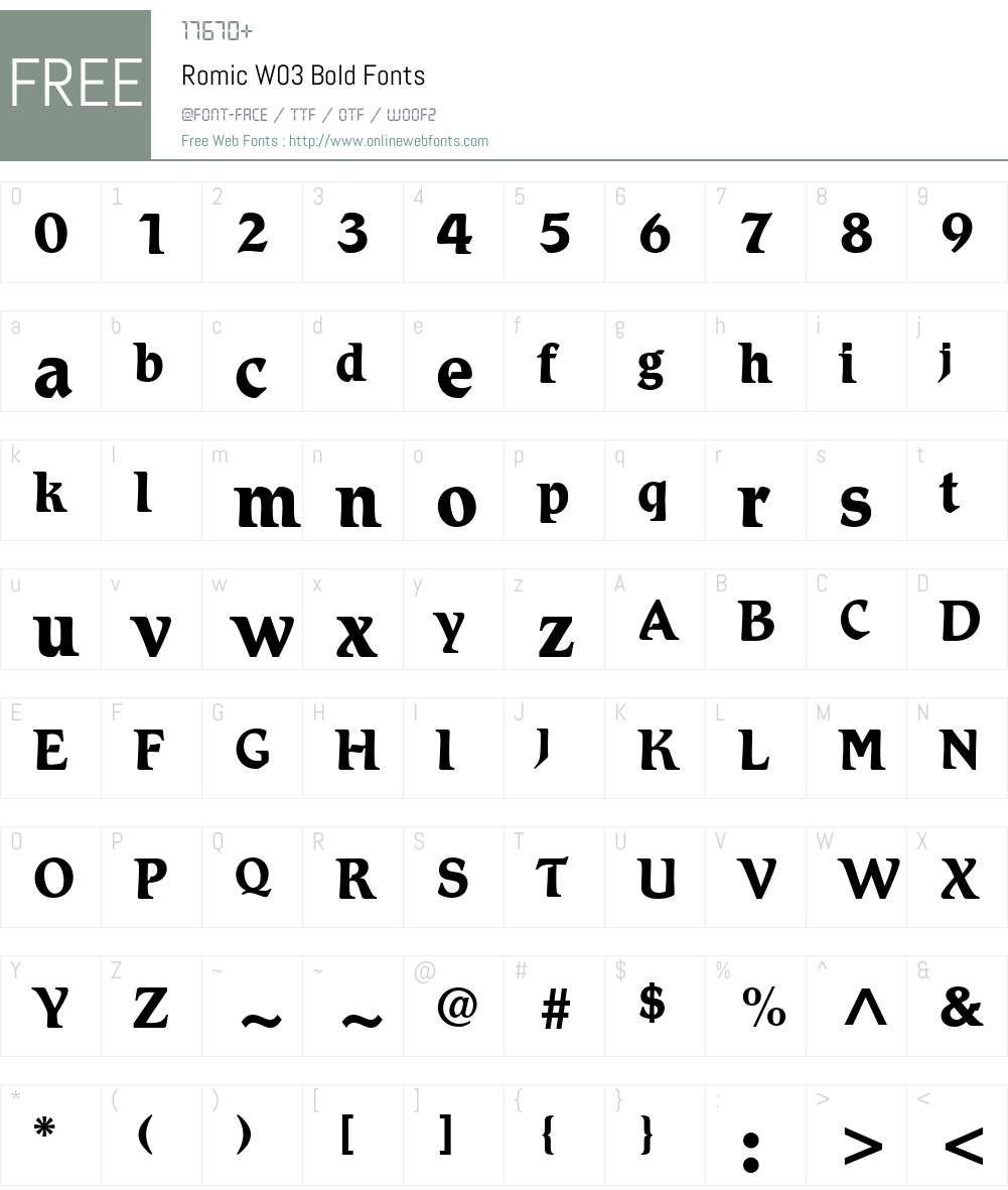 Letraset Romic Font Screenshots