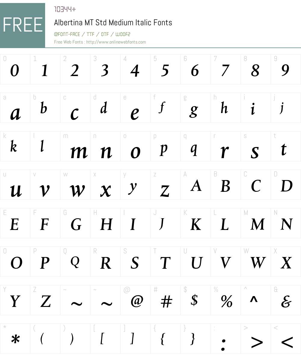 Albertina MT Std Font Screenshots