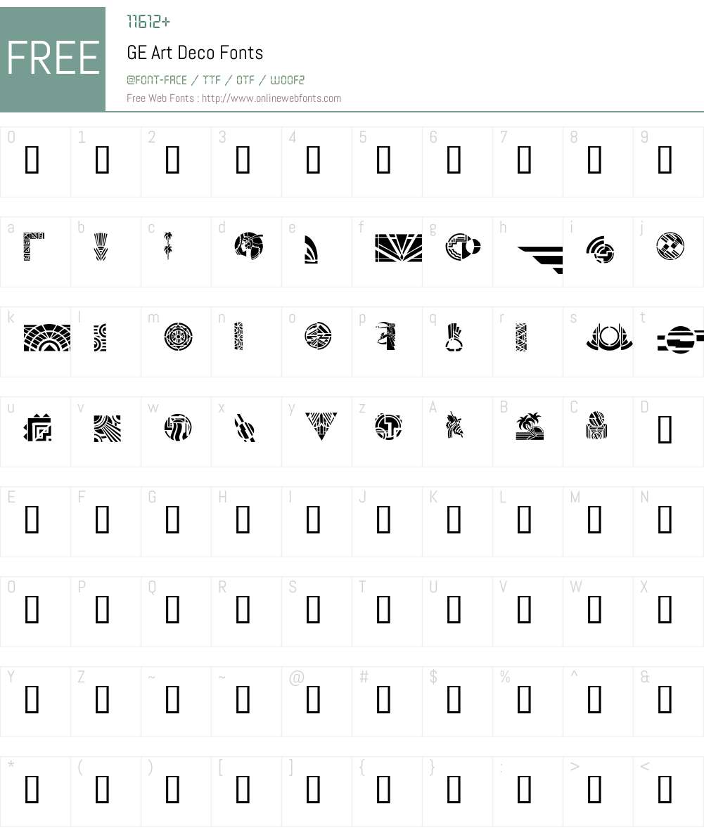 GE Art Deco Font Screenshots