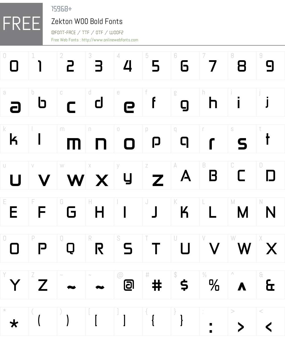ZektonW00-Bold Font Screenshots
