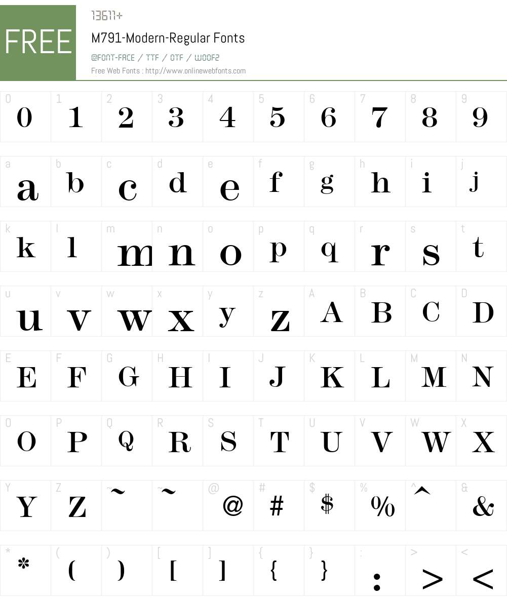 M791-Modern Font Screenshots