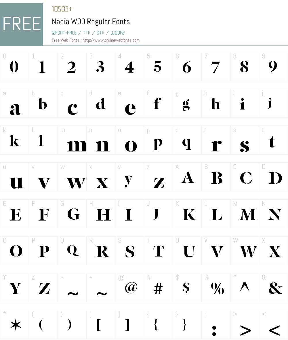 NadiaW00-Regular Font Screenshots