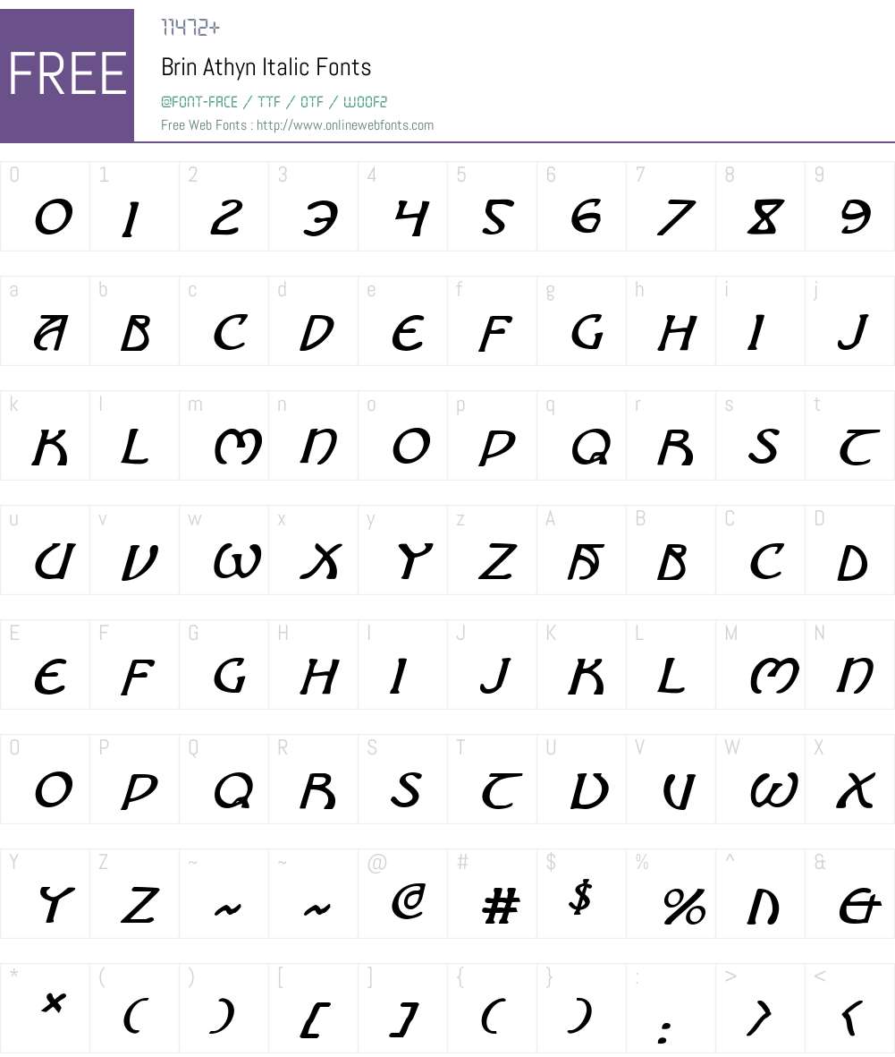 Brin Athyn Italic Font Screenshots