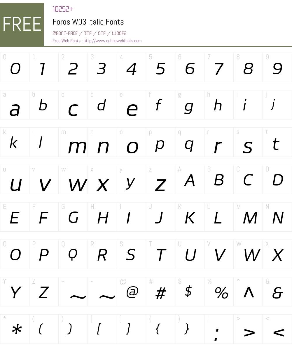 Foros Font Screenshots