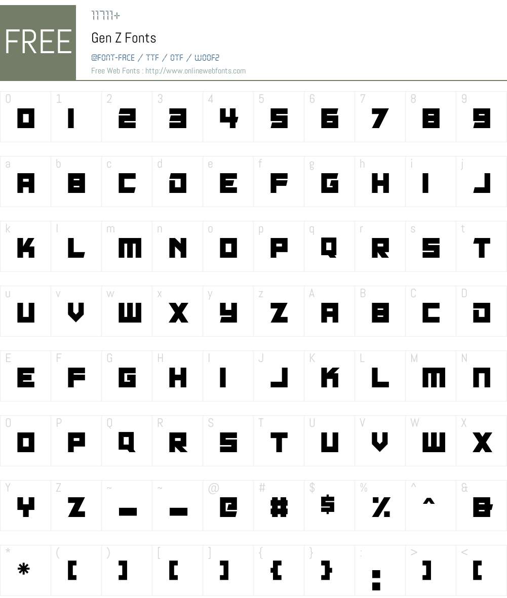 Gen Z 1.00;February 24, 2021;FontCreator 12.0.0.2567 64-bit Fonts Free ...