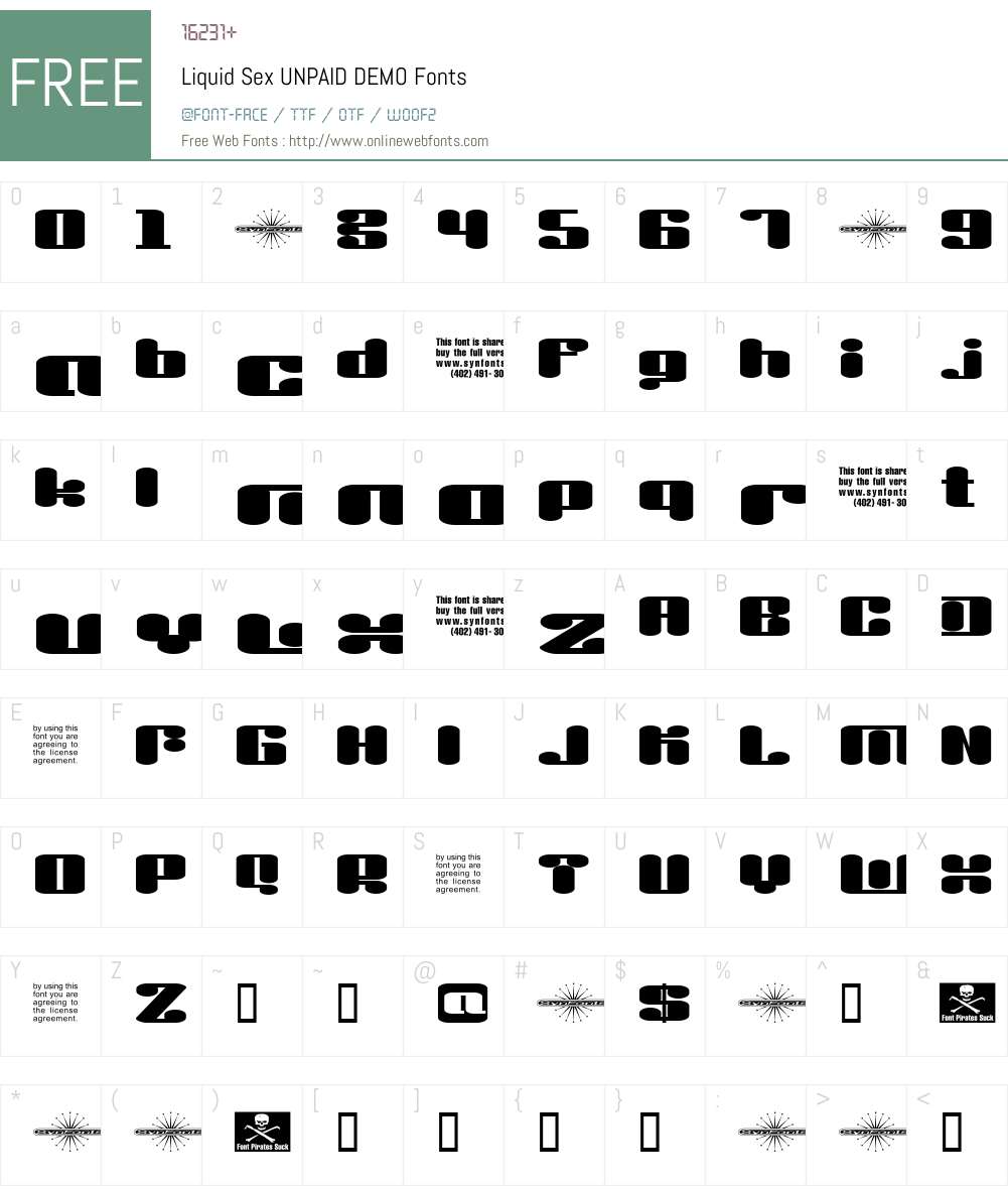 Liquid Sex Font Screenshots
