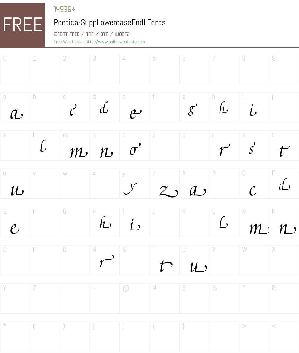 Poetica Supp Lowercase Endings Font Screenshots