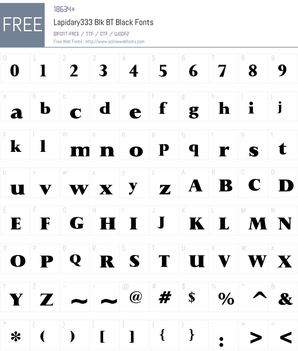 Lapidary333 Blk BT Font Screenshots