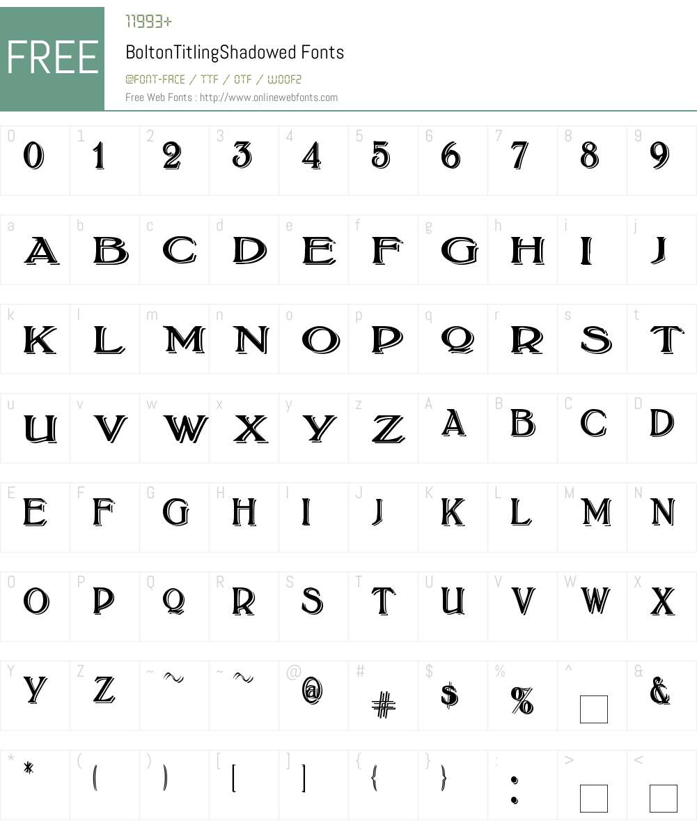 BoltonTitlingShadowed Font Screenshots