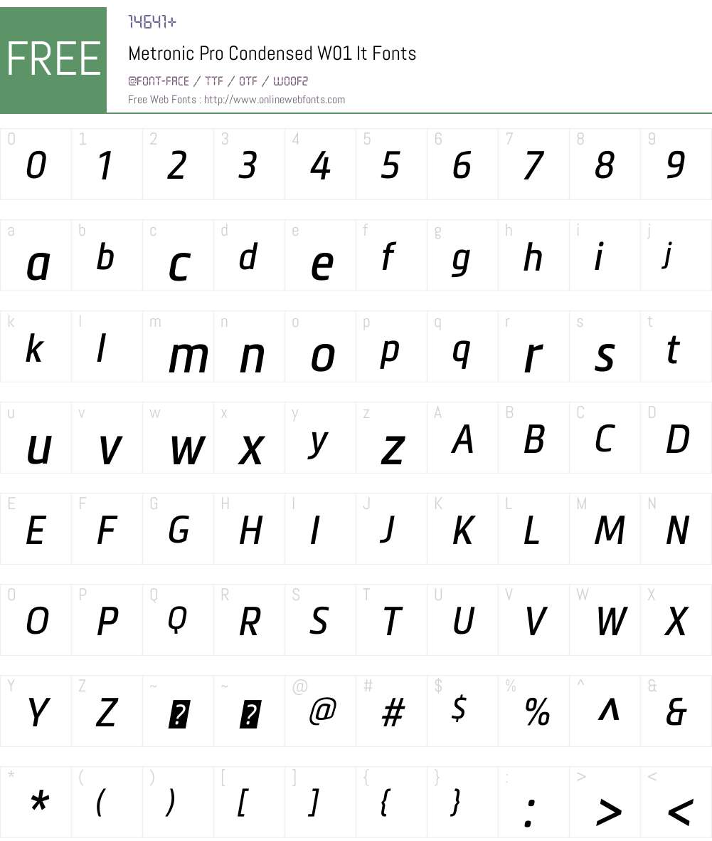 MetronicProCondensedW01-It Font Screenshots