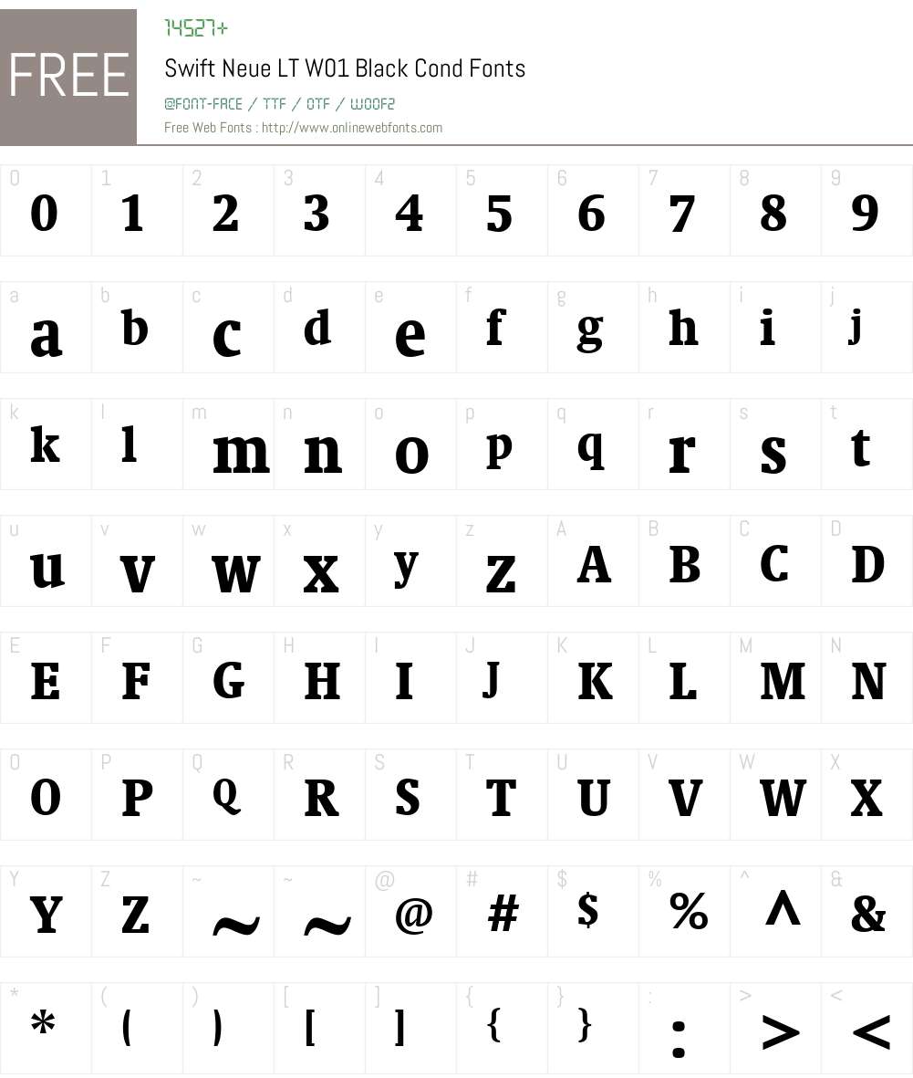 SwiftNeueLTW01-BlackCond Font Screenshots