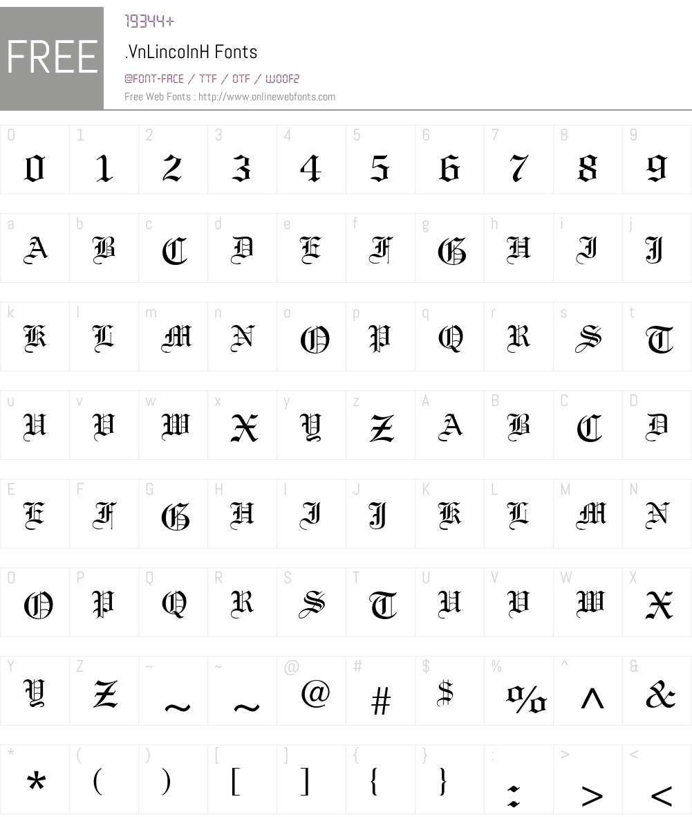 .VnLincolnH Font Screenshots