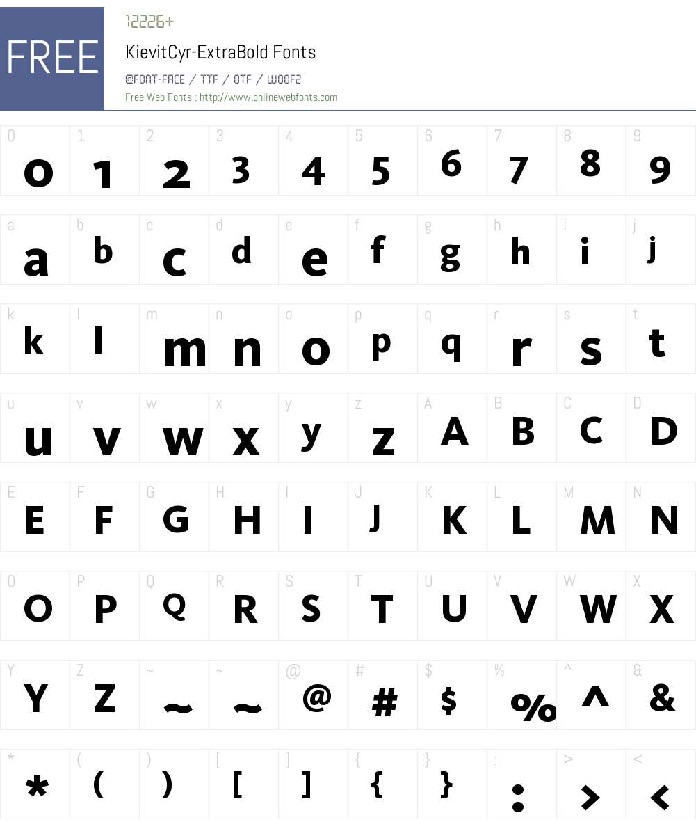 KievitCyr-ExtraBold Font Screenshots