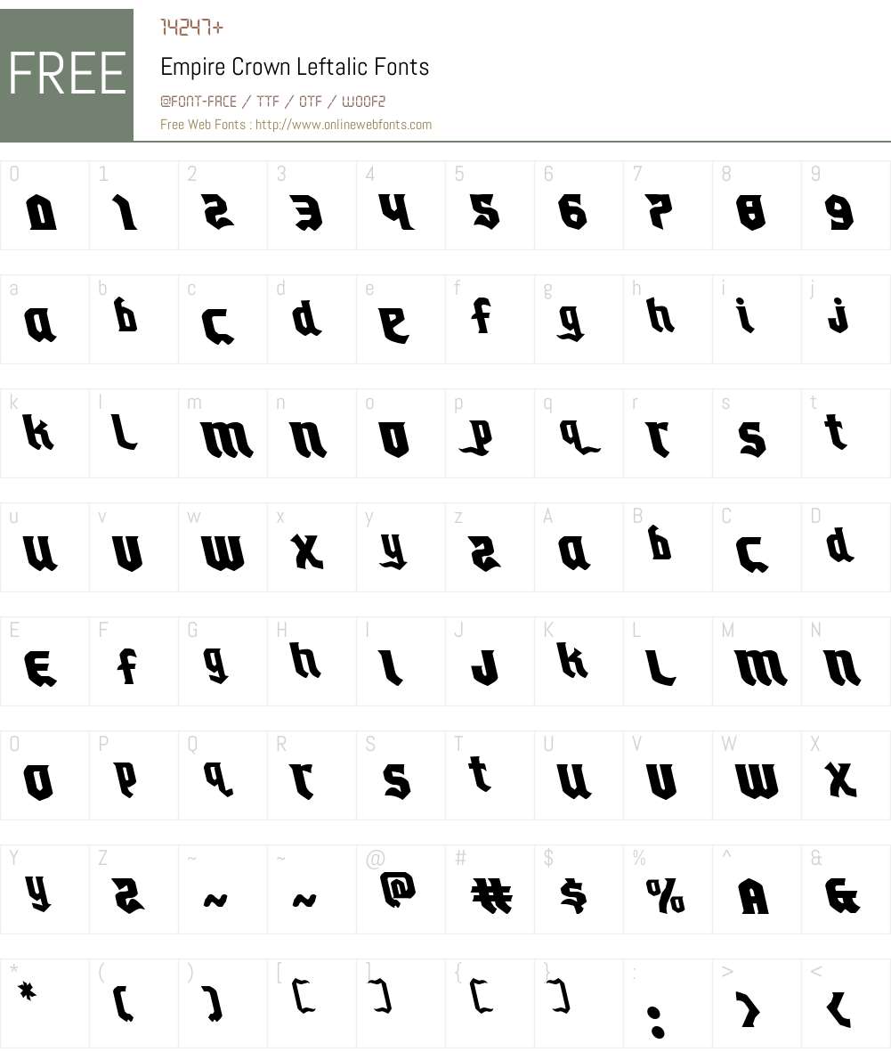Empire Crown Leftalic Font Screenshots