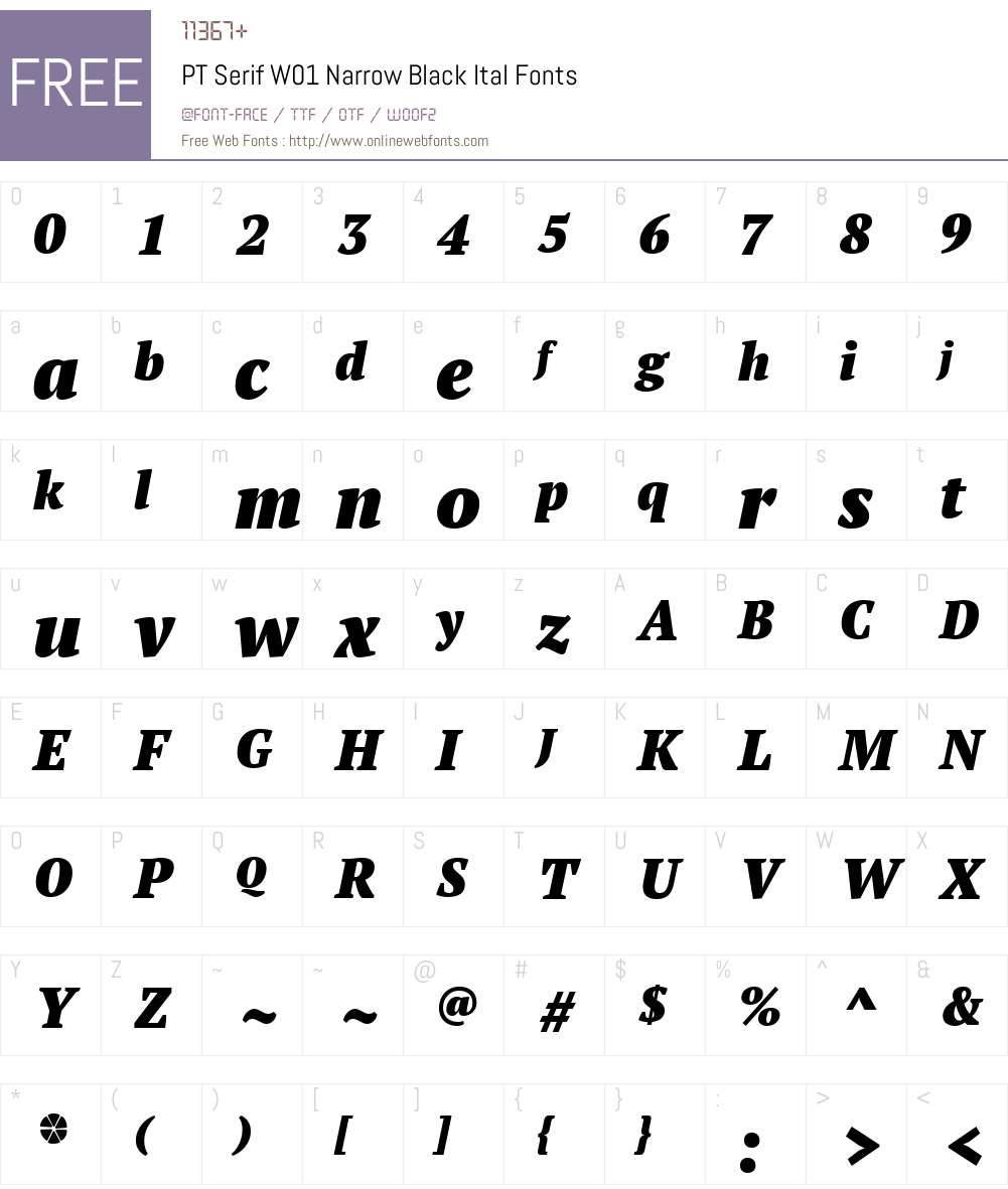 PTSerifW01-NarrowBlackItal Font Screenshots