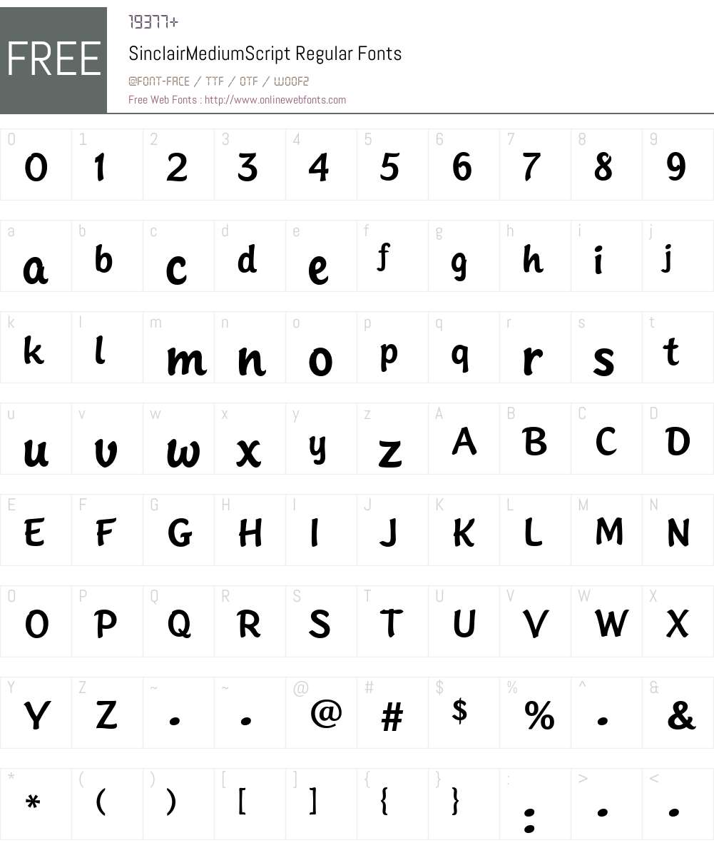 SinclairMediumScript Font Screenshots