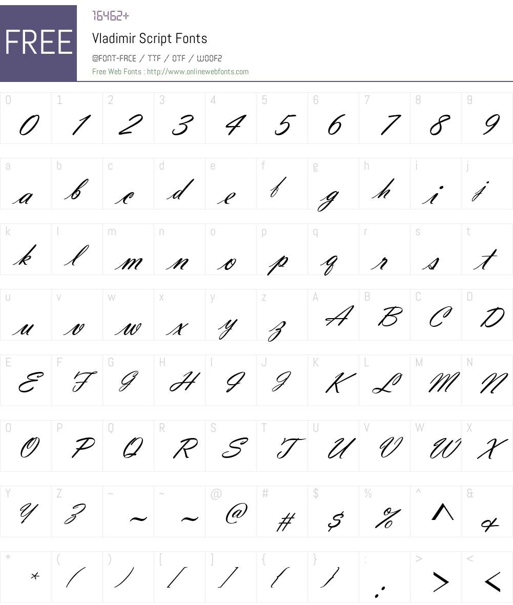Vladimir Script Font Screenshots